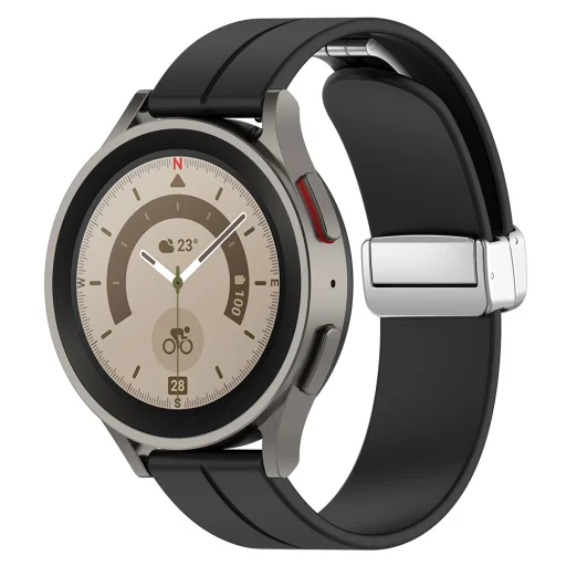  Techsuit - Óraszíj 20mm (W011) - Samsung Galaxy Watch 4/5/Active 2, Huawei Watch GT 3 (42mm)/GT 3 Pro (43mm) - Fekete - 3