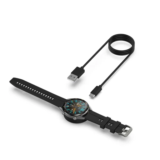 Vezeték nélküli töltőkábel Techsuit SmartWatch, Huawei Watch GT/GT2/Honor Watch GS3i-hez, USB, 3.5W, asztali tartóval - Fekete. - 4