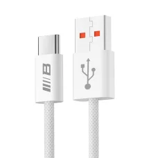 Blueo - Adatkábelt - USB-A - USB-C, Fonott, Gyorstöltés, 6A - Fehér