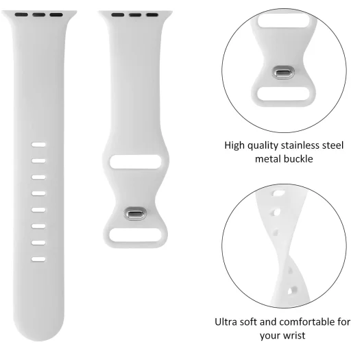 Techsuit - óraszíj (W031) - Apple Watch 1/2/3/4/5/6/7/8/9/10/SE/SE 2 (38/40/41/42mm) - Szürke. - 6