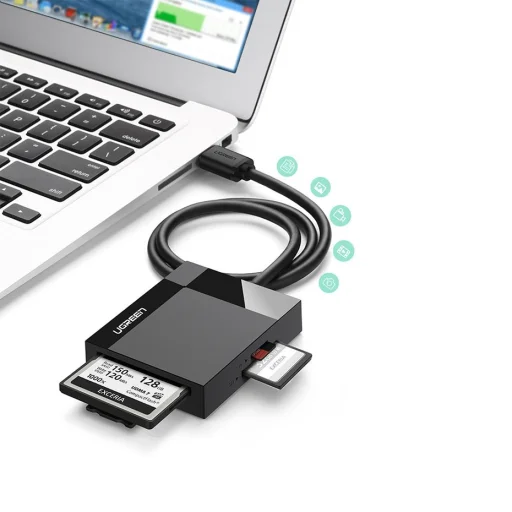 Ugreen CR125  USB 3.0 SD / micro SD / CF / MS kártyaolvasó 0.5m kábellel fekete - 3