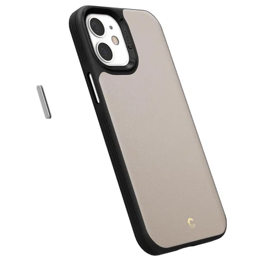 iPhone 12 mini Spigen Cyrill Leather Brick bőr tok Kavicsszürke (ACS01785) - 8