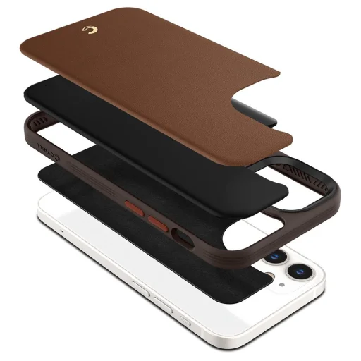 iPhone 12 mini Spigen Cyrill Leather Brick bőr tok Vöröses barna (ACS01784) - 7