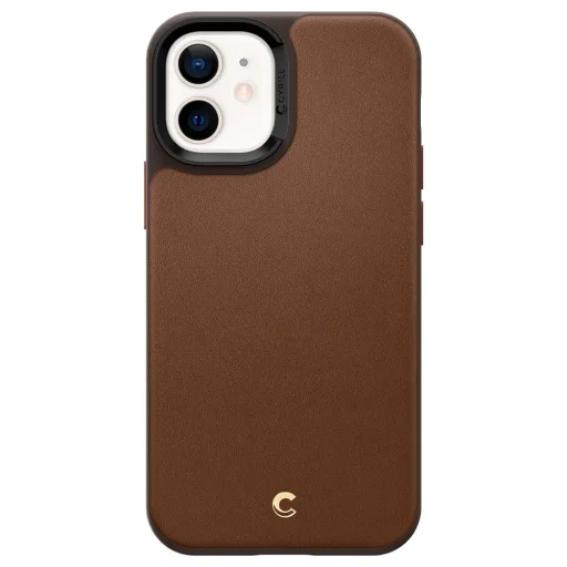iPhone 12 mini Spigen Cyrill Leather Brick bőr tok Vöröses barna (ACS01784) - 3