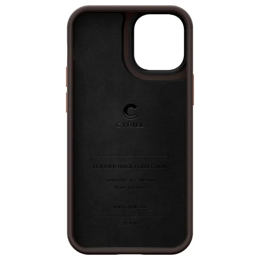 iPhone 12 mini Spigen Cyrill Leather Brick bőr tok Vöröses barna (ACS01784) - 5