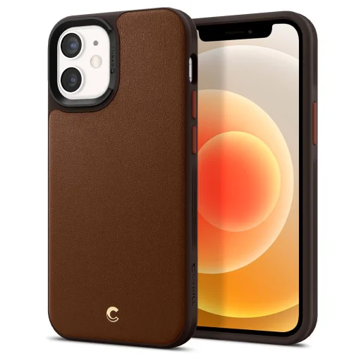 iPhone 12 mini Spigen Cyrill Leather Brick bőr tok Vöröses barna (ACS01784) - 1