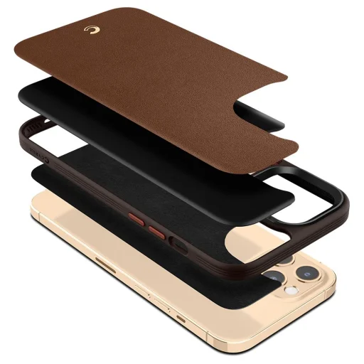 Phone 12 Pro MAX Spigen Cyrill Leather Brick bőr tok Vöröses Barna (ACS01649) - 7