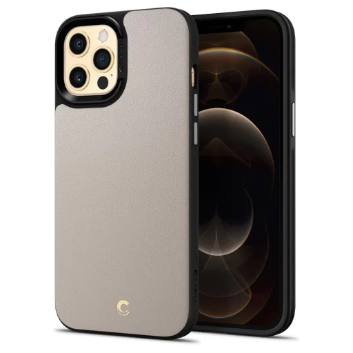 iPhone 12 Pro MAX Spigen Cyrill Leather Brick bőr tok Kavicsszürke (ACS01650) - 1