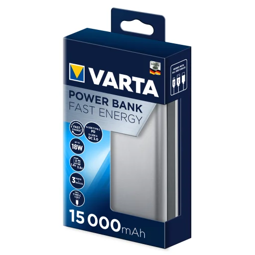 VARTA Power Bank Fast Energy 15000mAh ezüst - 1