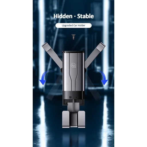 Usams ZJ060 Szellőzőre helyezhető fém gravity autós telefontartó szürke - 10