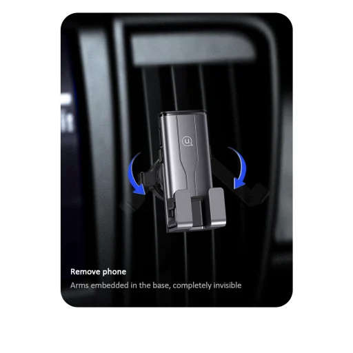 Usams ZJ060 Szellőzőre helyezhető fém gravity autós telefontartó szürke - 5