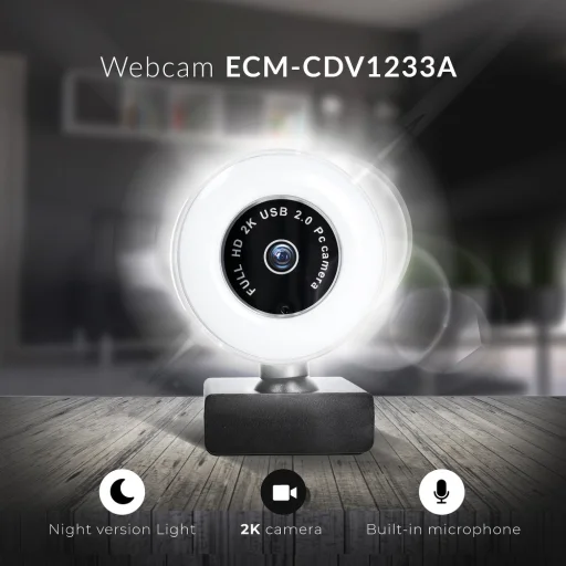 Webkamera mikrofonnal ECM-CDV1233A 2K / 30fps LED világítással - 7