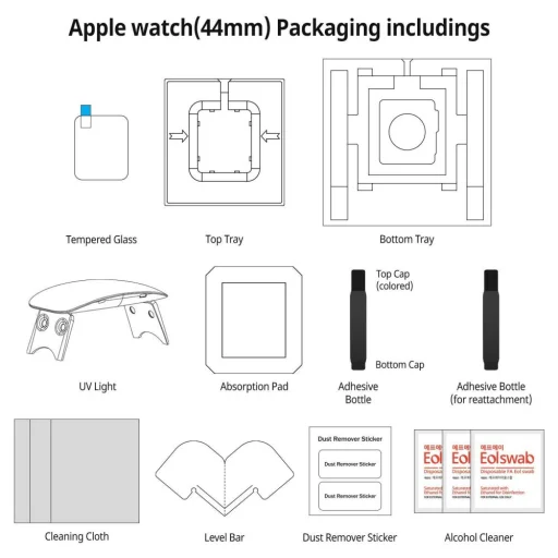 Apple Watch 4/5/6 / SE (44MM) Whitestone 9H kijelzővédő üvegfólia UV lámpával - 7