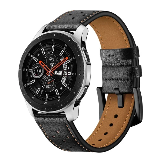 Samsung Galaxy Watch 46mm Tech-Protect Bőr Óraszíj Fekete - 1