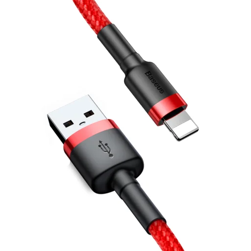 Baseus Cafule Nylon harisnyázott USB/Lightning kábel QC3.0 1.5A 2m piros (CALKLF-C09) - 1