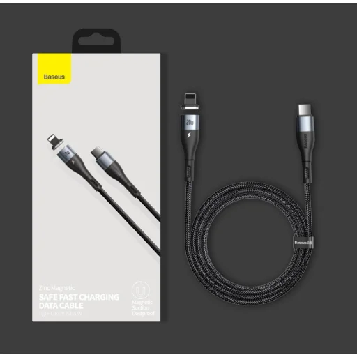 Baseus Zinc mágneses kábel USB Type-C - Lightning PD 20W 1m zöld (CATLXC-06) - 20
