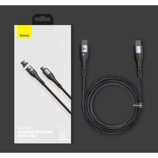 Baseus Zinc mágneses kábel USB Type-C - USB Type-C PD 100W 1.5m fekete (CATXC-Q01) - 24
