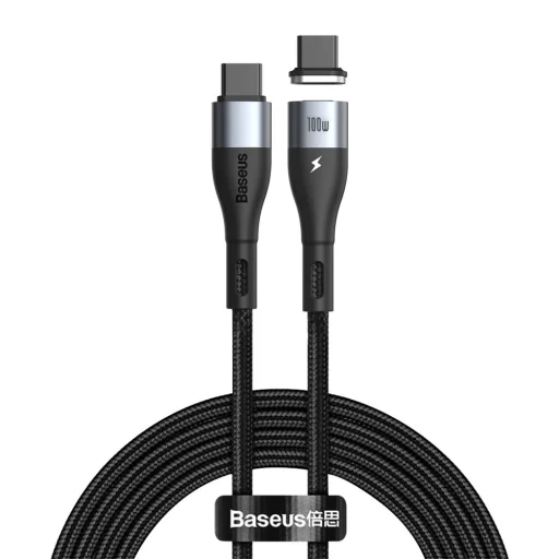 Baseus Zinc mágneses kábel USB Type-C - USB Type-C PD 100W 1.5m fekete (CATXC-Q01) - 1