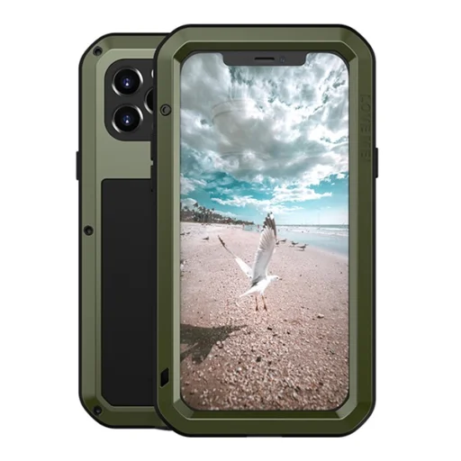 LOVE MEI Defender fokozott védelmet nyújtó tok iPhone 12/ 12 Pro ütélsálló, zöld színben - 1