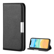 iPhone 12 mini Bőr hatású fliptok fekete