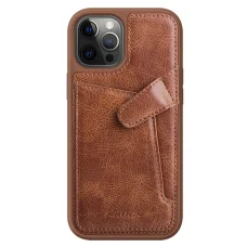 iPhone 12 Pro MAX Nillkin Aoge valódi bőr tok kártyatartóval barna