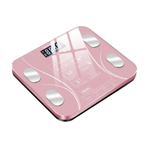 SONGYING okosmérleg (testtömegindex / BIA kijelzés, Bluetooth 4.1, LCD kijelző) Rózsaszín - 1