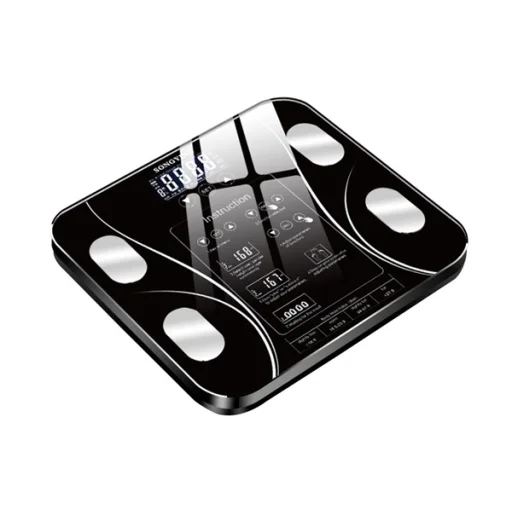 SONGYING okosmérleg (testtömegindex / BIA kijelzés, Bluetooth 4.1, LCD kijelző) fekete - 1