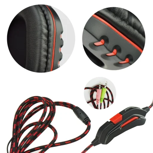 Gamer Headset ART Nemezis, fejhallgató mikrofonnal fekete/piros - 2