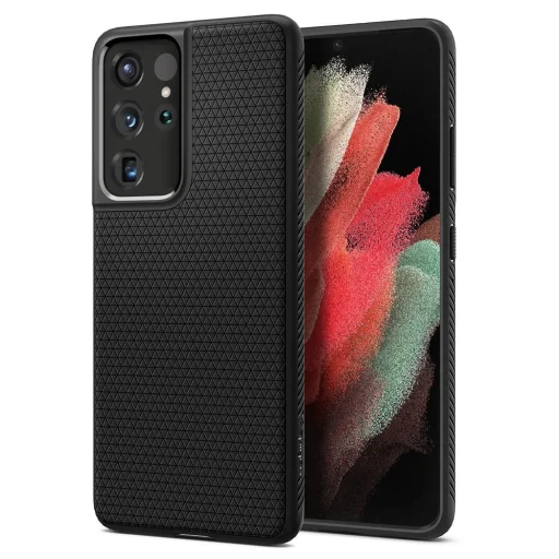 Samsung S21 Ultra Spigen Liquid Air flexibilis TPU gél tok matt fekete (ACS02350) - 1