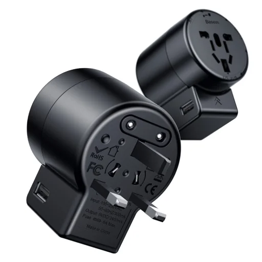 Baseus Rotation Type Univerzális utazó töltő EU/UK/USA/AUS 2x USB 2.4A fekete (ACCHZ-01) - 1