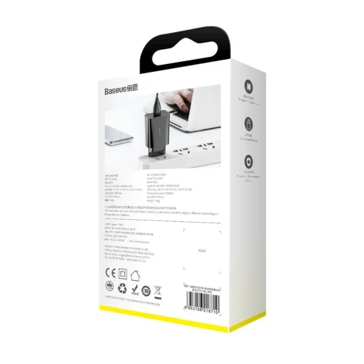 Baseus Hálózati gyorstöltő USB 18W 3A Quick Charge 3.0 fekete (CCFS-W01) - 7