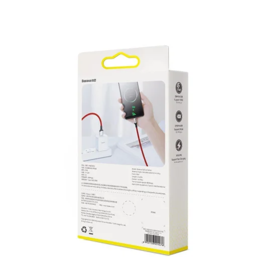 Baseus Cafule Nylon harisnyázott USB/USB-Type C kábel VOOC QC 3.0 5A 2m piros (CATKLF-VB09) - 10