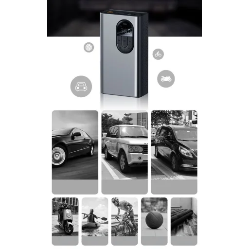 Baseus mini autós kompresszor pumpa 2500mAh szürke (CRCQB02-0A) - 22