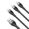 Baseus 3in1 USB - Lightning / USB Type C / micro USB kábel 1.2m 5A 480 Mbps 40W fekete/szürke (CA1T3-G1) thumbnail