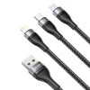 Baseus 3in1 USB - Lightning / USB Type C / micro USB kábel 1.2m 5A 480 Mbps 40W fekete/szürke (CA1T3-G1) thumbnail