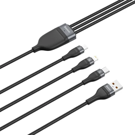 Baseus 3in1 USB - Lightning / USB Type C / micro USB kábel 1.2m 5A 480 Mbps 40W fekete/szürke (CA1T3-G1) - 4