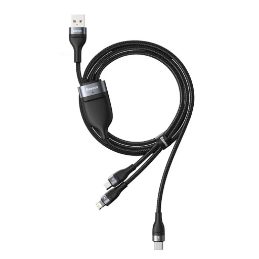 Baseus 3in1 USB - Lightning / USB Type C / micro USB kábel 1.2m 5A 480 Mbps 40W fekete/szürke (CA1T3-G1) - 5