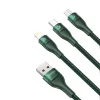 Baseus 3in1 USB - Lightning / USB Type C / micro USB kábel 1.2m 5A 480 Mbps 40W zöld (CA1T3-06) thumbnail