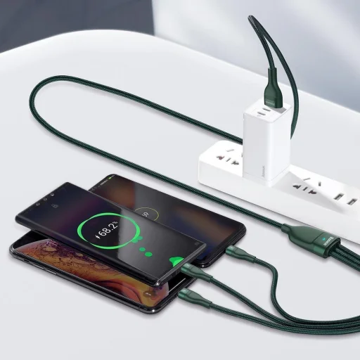 Baseus 3in1 USB - Lightning / USB Type C / micro USB kábel 1.2m 5A 480 Mbps 40W zöld (CA1T3-06) - 12