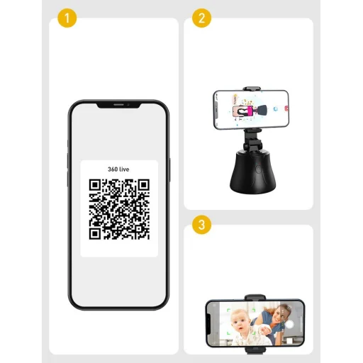 Baseus 360 forgatható fotós gimbal tripod telefontartó arckövető stabilizátorral YouTube TikTok fekete (SUYT-B02) - 17