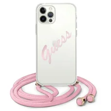 iPhone 12/ 12 Pro Guess GUHCP12MCRTVSPI Script Vintage tok pánttal pink