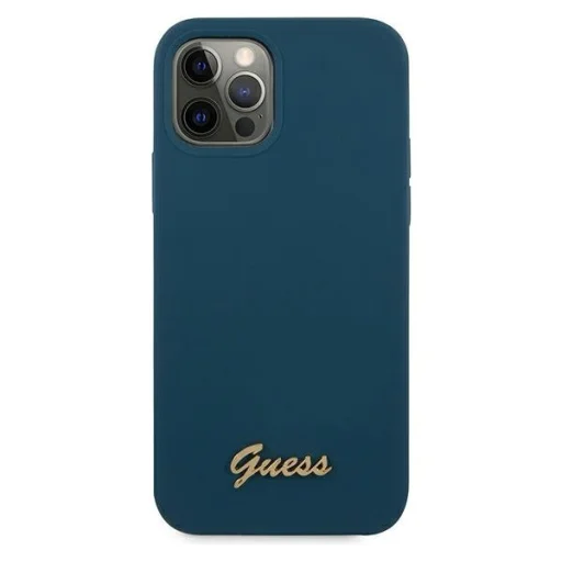 iPhone 12 Pro Max Guess GUHCP12LLSLMGBL Metal Logo Script tok sötétkék - 3