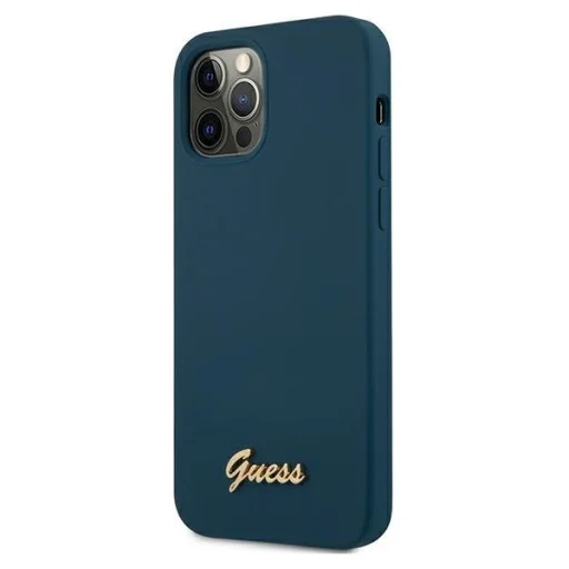 iPhone 12 Pro Max Guess GUHCP12LLSLMGBL Metal Logo Script tok sötétkék - 4