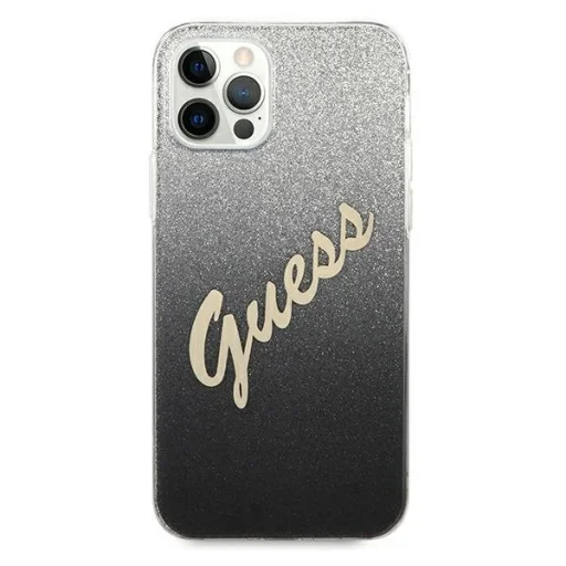 iPhone 12 Pro Max Guess GUHCP12LPCUGLSBK Glitter Gradient Script tok flitteres fekete - 3