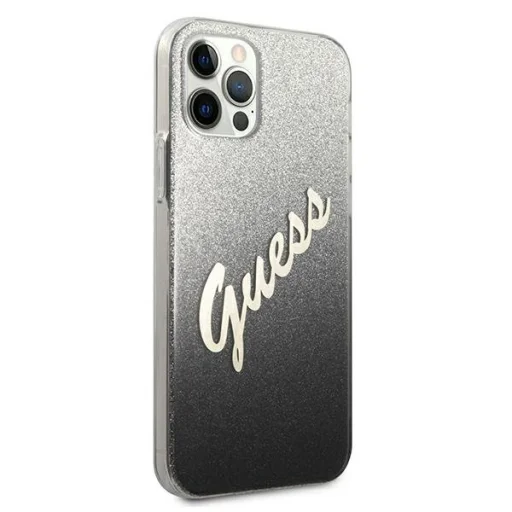 iPhone 12 Pro Max Guess GUHCP12LPCUGLSBK Glitter Gradient Script tok flitteres fekete - 4