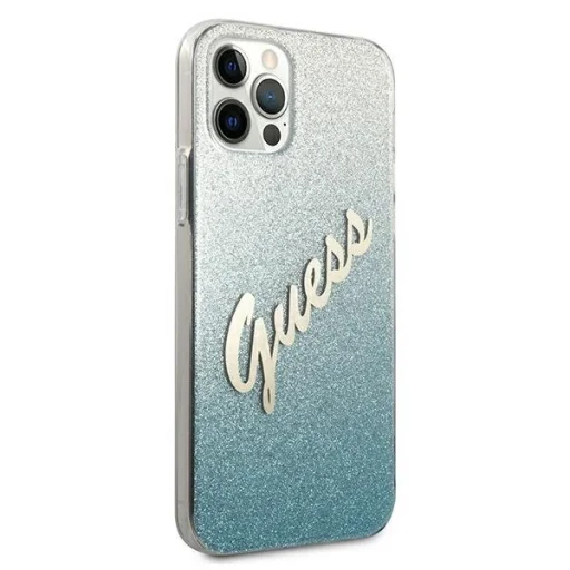 iPhone 12 Pro Max Guess GUHCP12LPCUGLSBL Glitter Gradient Script tok flitteres kék - 3