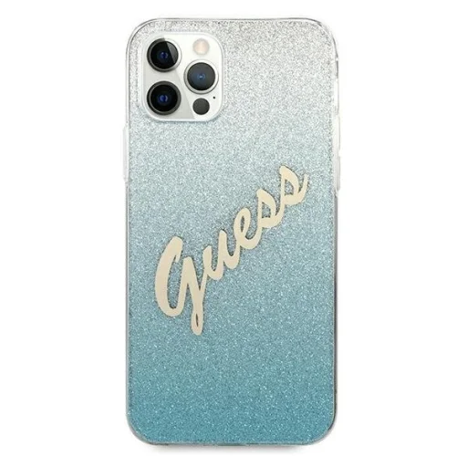 iPhone 12 Pro Max Guess GUHCP12LPCUGLSBL Glitter Gradient Script tok flitteres kék - 4