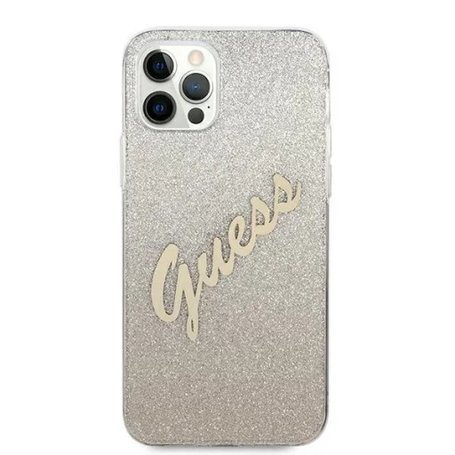 iPhone 12 Pro Max Guess GUHCP12LPCUGLSGO Glitter Gradient Script tok flitteres arany - 4