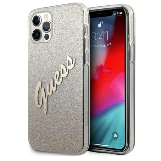 iPhone 12 Pro Max Guess GUHCP12LPCUGLSGO Glitter Gradient Script tok flitteres arany - 1