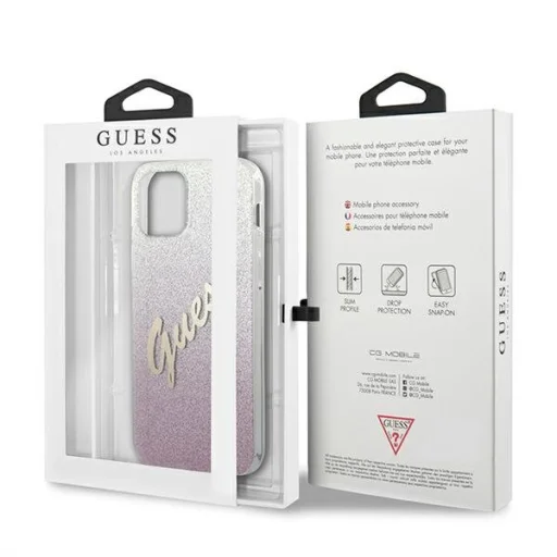 iPhone 12/ 12 Pro Guess GUHCP12MPCUGLSPI Glitter Gradient Script tok flitteres pink - 8